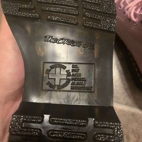 Dr Doc Martens Women's Vegan 1460 Pink Metallic Combat Boots Size 8 - Picture 10 of 11